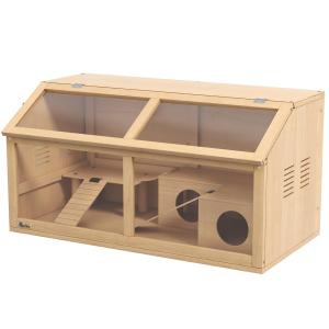 Hamsterbur för Syriska Hamstrar och Dvärghamstrar, med Plattform, Hängbro och Hydda, 85 x 45 x 44 cm