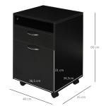 Rullcontainer Arkivskåp Svart av Trä för Kontor och Hemmakontor med Låda Platsbesparande Funktionell 40 x 35 x 60 cm