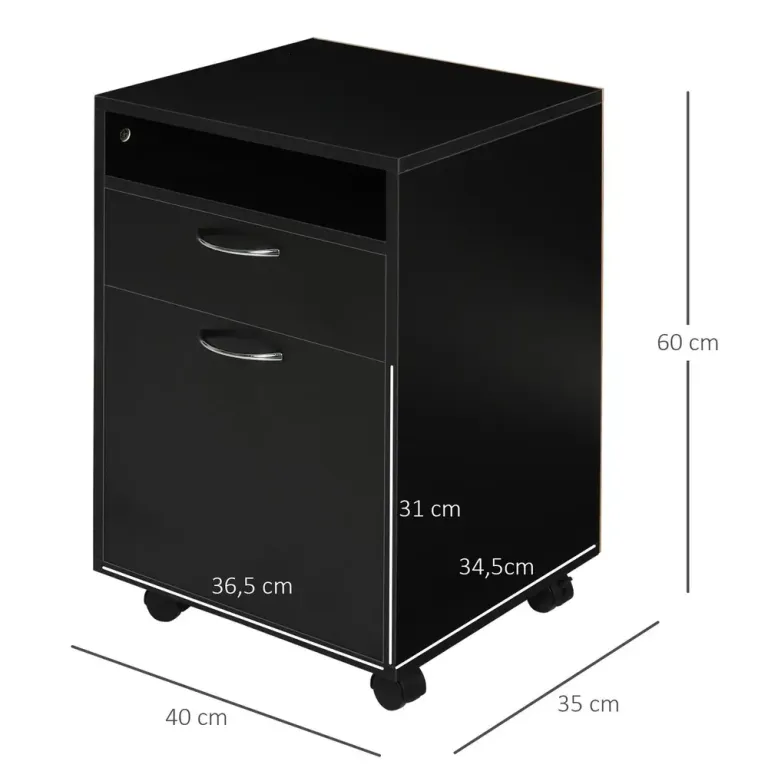 Rullcontainer Arkivskåp Svart av Trä 40 x 35 x 60 cm
