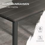 Trädgårdsbord Matbord Mörkgrå av HDPE och Stål för Uteplats Fyrkantigt Bord för 4 Personer med Paraplyhål 90 x 90 x 75 cm