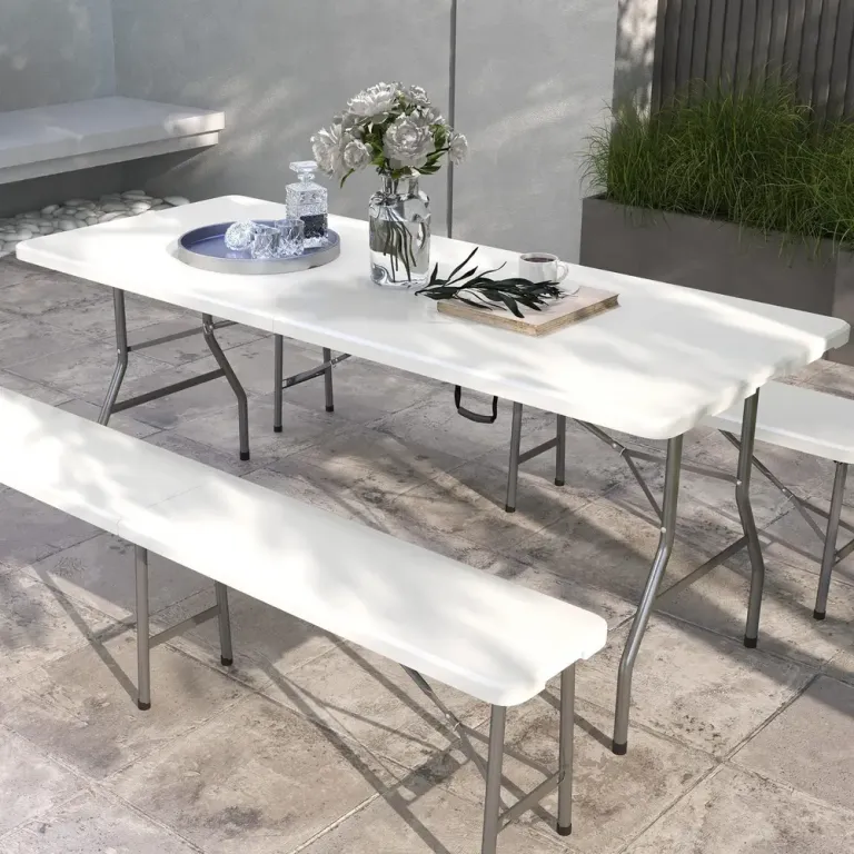 Campingbord Fällbart Bord Vit av Hdpe 180 x 75 x 73 cm