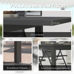 Trädgårdsbord Förlängt Aluminium 160/220X90 Cm Väderbeständigt Balkongbord, Halkfritt Buffébord, Campingbord För 6-8 Personer, Utematbord För Trädgård, Terrass, Balkong, Grå