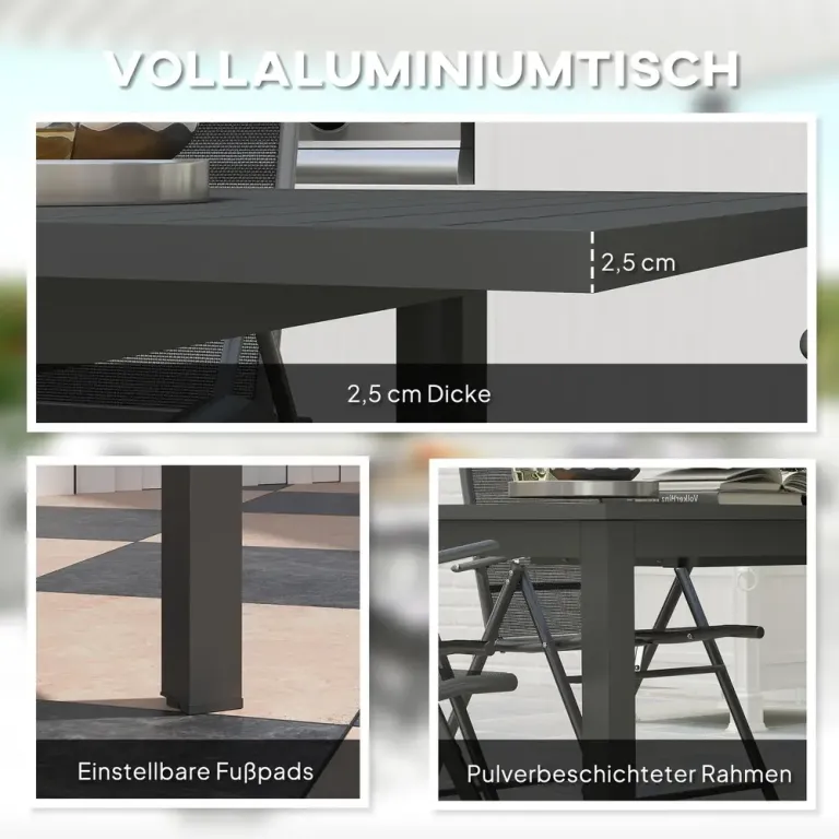 Trädgårdsbord Förlängt Aluminium 160/ 220x90 cm