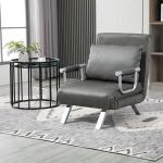 Bäddsoffa 3 i 1 Gästsäng Hopfällbar Madrass Schäslong Konstläder Grå 65 X 69 X 80 Cm