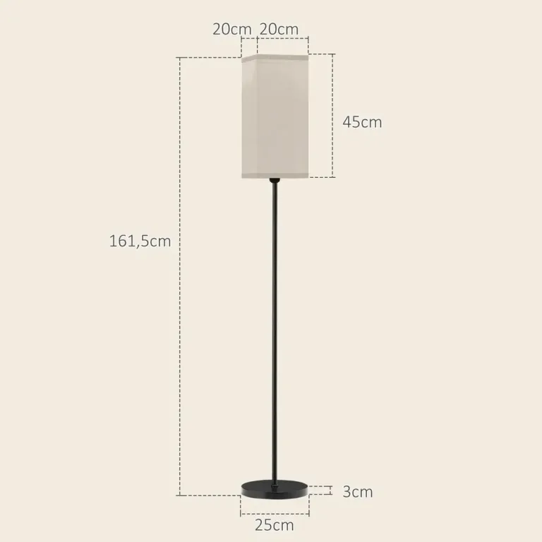 Modern Golvlampa med Linneskärm och Fotströmbrytare, Svart