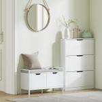 Skoskåp Skotippare med 3 Klaffar Vit av Trä för Hall ve Entré Smal Skolåda för 9-12 Par Skor 80 x 17 x 108 cm