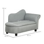 Barnsoffa Schäslong Ljusgrå av Tyg och Massivt Trä för Barn 1,5-3 År med Förvaringsutrymme Bekväm Sittplats 80 x 40 x 49 cm