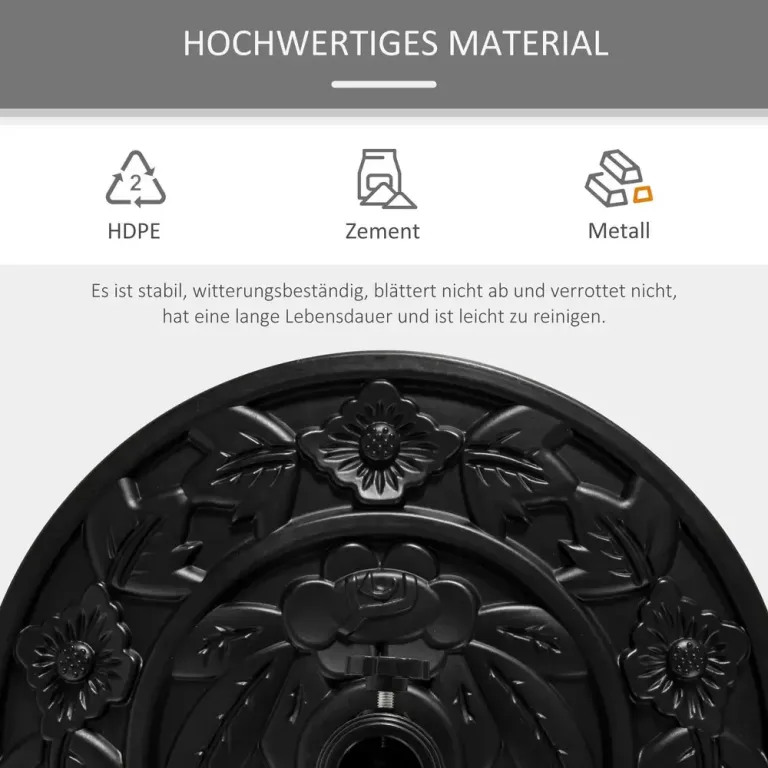 Parasollställ Parasollfot Svart av Hdpe och Plast Ø35-48m