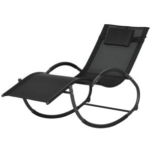 Gungstol Trädgårdsstol Svart av Textilen och Metall för Avkoppling Utomhus Ergonomisk med Kudde Bekväm 155 x 61 x 88 cm