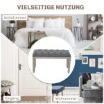 Klädd Sittbänk i Vintage-Stil, Elegant Bänk med Knappstoppning och Träben, Bekväm Sittplats för Hall och Matsal, Grå, 142 x 47 x 51 cm