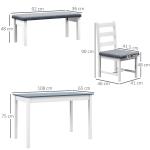Matgrupp Matbordsset Grå Vit av Furu och Linnelook för Matsal 4-Delad Grupp med Bord 2 Stolar och Bänk Modern Design