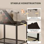 Hamsterbur 3 Våningar Svart Stål och Plast för Smådjur med Löphjul och Hus Rymlig Design med Ramper