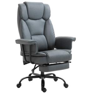 Kontorsstol med Liggfunktion och Nackstöd Ergonomisk Skrivbordsstol Fällbart Ryggstöd 150° Upp till 135 Kg Grå