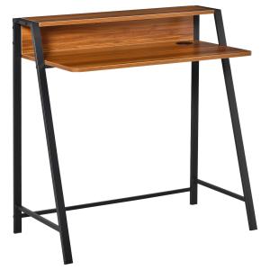 Skrivbordsdatorbord med Förvaringsfack och Kabelgenomgång Metall Valnöt för Hemmakontor 84 X 45 X 85 Cm
