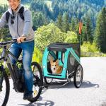 Hundcykelvagn Oxford-Tyg Säker Transportkärra för Husdjur Ventilerande Nätfönster och Regnskydd Grön 130 X 73 X 90 Cm