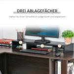 Dubbel Skärmställ, Justerbar Längd och Vridbar Vinkel, för PC, Laptop och Skrivare, Svart, 80–117 x 23,5 x 10 cm