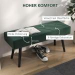 Klädd Bänk Sängbänk Grön av Tyg med Sammetslook och Trä för Sovrum och Hall X Mönster Lastkapacitet upp till 120 kg 100 x 36 x 45 cm