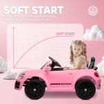 Barnelbil Elbil Rosa av Plast för Barn 3-5 År 12V Fordon med 2,4G Fjärrkontroll och Musik 3-5 km/h
