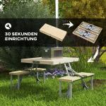 Picknickbord Trädgårdssittgrupp Natur av Gran för Trädgård och Camping Hopfällbart med Bänk och Paraplyhål Bärbar