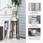 Portabel Terrassvärmare 10 kW, Kraftfull Gasolvärmare med Hjul, Rostfri Design för Trädgård och Balkong, Silver, 55,6 x 143 cm