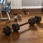 Hantelset 2 i 1 med Justerbara Vikter för Professionell Styrketräning Ergonomisk och Hållbar Svart Stål och Plast 20 kg