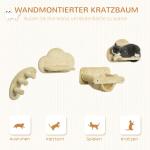 Kattklättervägg Klösträd Beige av Plysch och Sisal för Aktivt Lek 4 Delar med Stege och Hoppplattformar Hängmatta