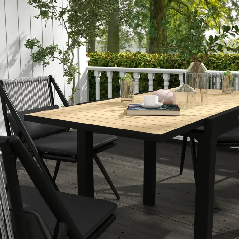 Trädgårdsbord Uteplatsbord Gul 81-162 x 80 x 75 cm