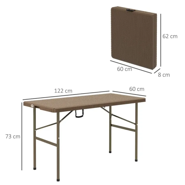 Campingbord Fällbord Brun av Hdpe och Stål 180 x 75 x 73 cm
