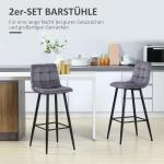 Set med 2 Barstolar med Fotstöd, Retrodesign, Grå, 42 x 47 x 105 cm