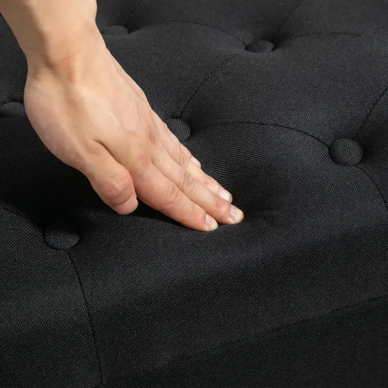 Sittbänk med Förvaring & Knapphäftning Svart