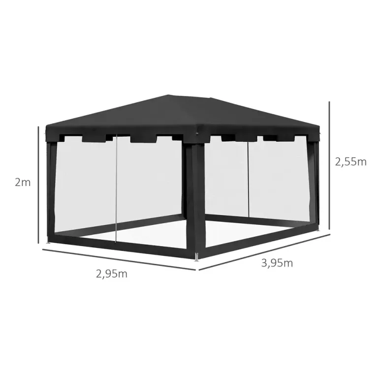 Gazebo Partytält Mörkgrå av Metall och PE 4 x 3 m