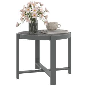 Runt Trädgårdssidobord i Aluminium, Balkongbord med Marmor Look, Grå