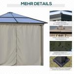 Lyxig Trädgårdspaviljong i Aluminium, Stabilt Partytält med Polykarbonattak, Väderbeständigt Uterum för Sommarfester, Brun/Beige, 3 x 3,6 m