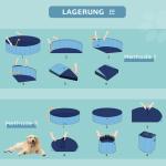 Plaskbassäng för Hundar PVC och Trä Hundpool för Varma Sommardagar Blå Ø100 X H30 Cm