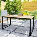 Trädgårdsbord Balkongbord Rektangulärt Teak av Plast för Uteplats och Trädgård Tåligt Matbord med Trälook 160 x 80 cm