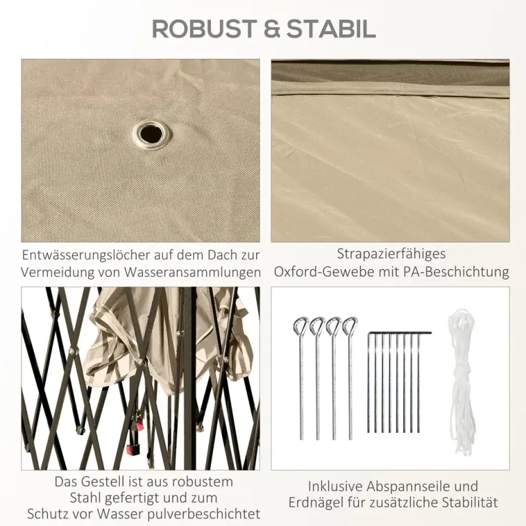 Trädgårdspaviljong Pop-up Partytält Beige 3,3 x 3,3 m