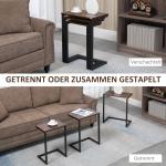 Häckbord, Sidobord, Set om 3, Industriell Design, Stålstomme, Brun + Svart, 45 x 30 x 60 cm