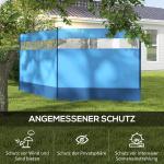 Vindskydd Campingskyddsskärm med Fönster Blå av Tyg för Camping och Strand Vikbart Staket för Trädgård och Terrass 440 x 140 cm