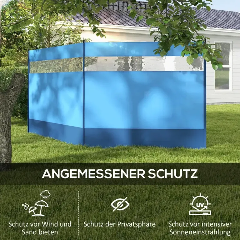 Vindskydd Campingskyddsskärm med Fönster Blå 440 x 140 cm