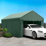 Tältgarage Carport Tält Grön av PE och Stål för Bil och Båt UV-Beständigt Garagetak med Rulldörrar 3 x 6 m