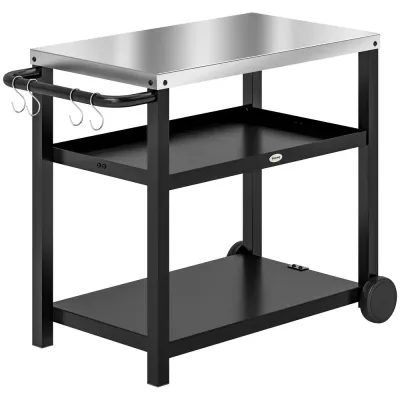Grillvagn Serveringsvagn med Hyllor Kolgrå 102 x 50 x 81 cm