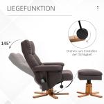 Massagestol med Pall och Förvaring, Bekväm TV-Stol med Massagefunktion, Justerbar Relaxfåtölj i Tyg, Brun, 80 x 86 x 99 cm
