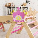 Klätterställning Prinsessa 8 i 1 Rosa Trä för Barnrum och Lekrum Mångsidig Klätterleksak med Rutschkana och Båge Söt Design för Aktiv Lek Inomhus