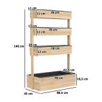 Högbäddsträ Planteringsbädd i 4 Plan med Dräneringshål, Naturligt Trä, 88,5x45x140 cm