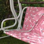 Hammock Barn 2-sits Rosa Metall och Tyg för Trädgård Gunga med Tak och Säkerhetsbälte Robust 112x75x120 cm