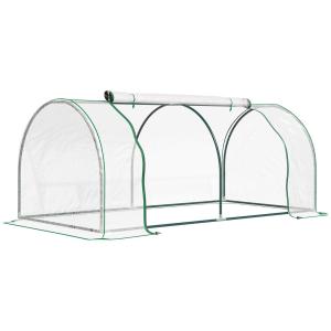 Litet Växthus med Dörr, Kompakt Drivhus i Stål och PVC, Skyddar Växter mot Väder och Vind, Transparent, 200 x 100 x 80 cm