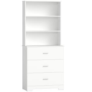 Vitrinskåp Högt Vit MDF och Glas för Vardagsrum och Kök Bokhylla med Lådor och Öppna Hyllor Elegant Förvaring och Display 180 cm