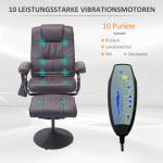 Massagestol TV-Stol Brun av Konstläder och Metall för Vardagsrum Elektrisk med Liggfunktion och Massagefunktion Roterande med Pall