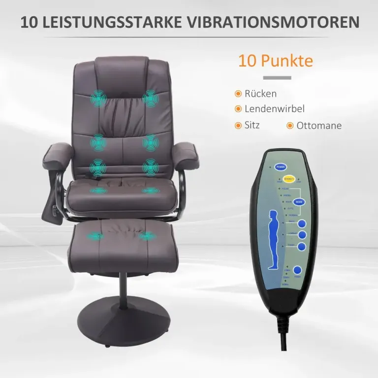 Massagestol TV-Stol Brun av Konstläder och Metall Elektrisk