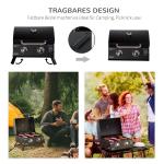 Portabel Gasolgrill med 2 Brännare, Hopfällbar Bordsgrill med Lock och Termometer, Perfekt för Camping och Utflykt, Svart, 55 x 46,5 x 41 cm
